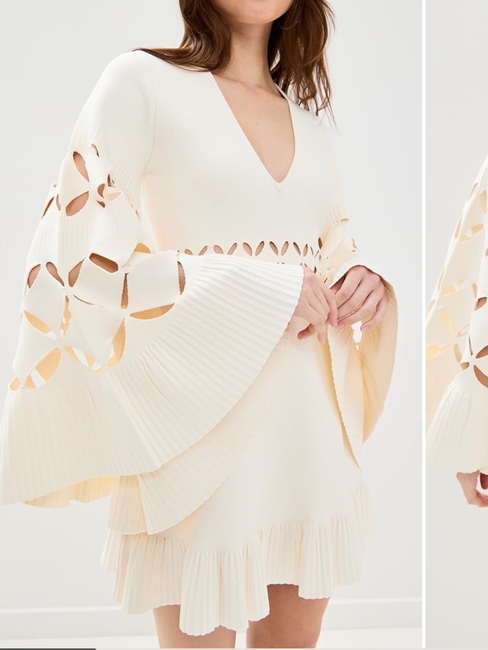 Alexis Cream Cutout Bell-Sleeve Mini Dress